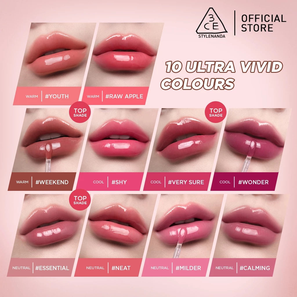 3CE Drop Glow Gel - Ultra Gloss Finish Lipstick